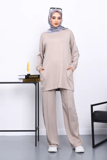 Taş Yan Cepli Omuz Parçalı Alt Çımalı Modal Takım