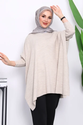 Taş Yarasa Kol Triko Panço Kazak