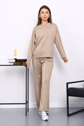 Vizon Biye Detaylı Sweat Pantolonlu Takım