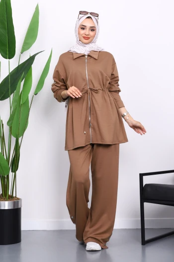 Vizon Çıtçıt Detaylı Tunik Pantolonlu Modal Takım