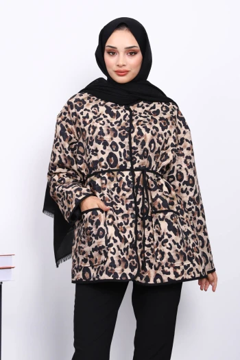 Vizon Desenli Çıtçıtlı Ceket