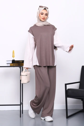 Vizon Garnili Tunik Pantolonlu Modal Takım