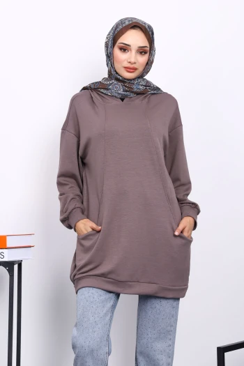 Vizon Kapşonlu Çift Cepli Tunik