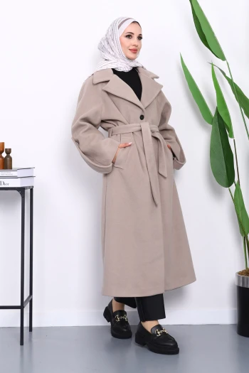 Vizon Kolu Apoletli Astarlı Kaşe Kaban