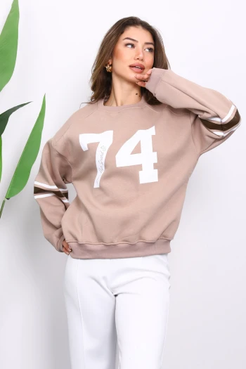 Vizon Ön Ve Kol Baskılı Üç İplik Sweat