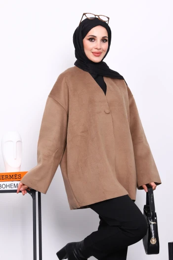 Vizon Tek Düğmeli Kaşe Ceket