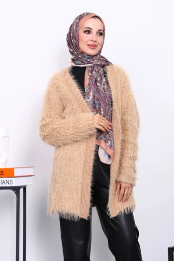 Vizon Uzun Angora Yumoş Triko Hırka