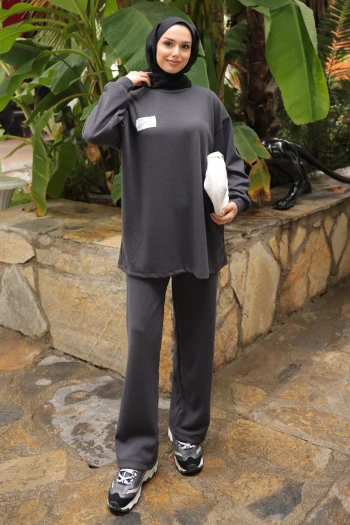 Antrasit Armalı Tunik Pantolonlu Takım
