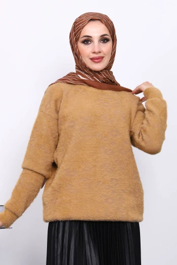 Bisküvi Bisiklet Yaka Angora Yumoş Triko Kazak