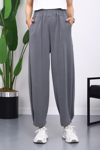 Füme Bel Lastikli Cepli Pantolon