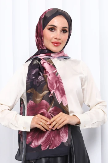 Gül Kurusu Desenli Soft Dijital Şal
