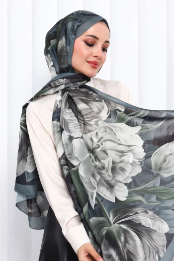 Haki Desenli Soft Dijital Şal