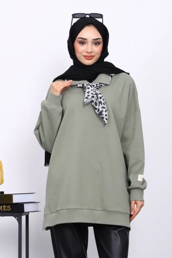 Haki Gömlek Yaka Fittilli Tunik