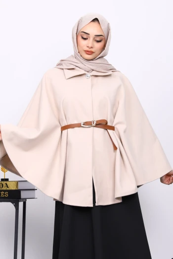 Krem Kemerli Kaşe Panço