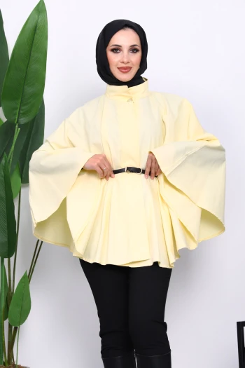 Sarı Kemerli Gabardin Panço