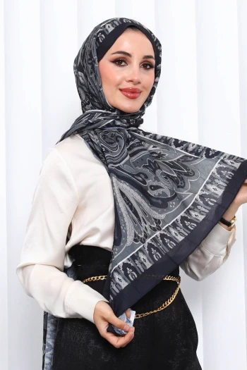 Siyah Desenli Kraş Şal