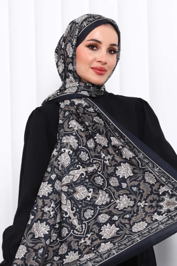 Siyah Desenli Soft Dijital Şal