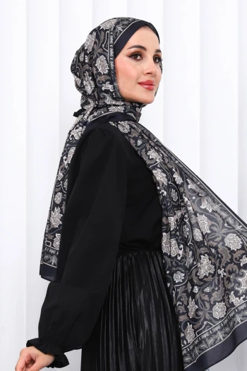 Siyah Desenli Soft Dijital Şal