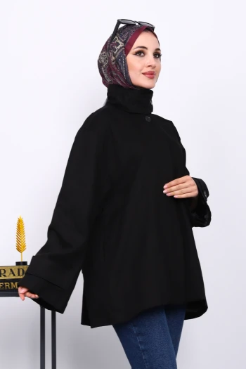 Siyah Düğmeli Astarlı Gabardin Ceket