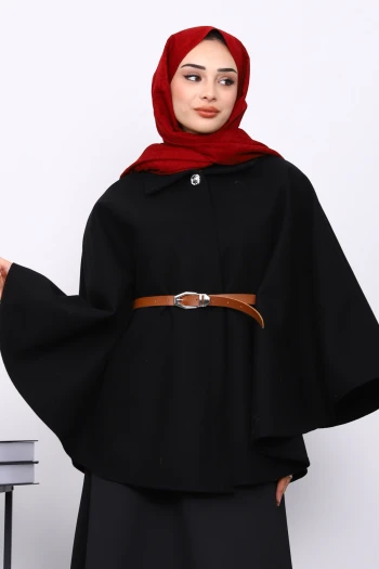 Siyah Kemerli Kaşe Panço