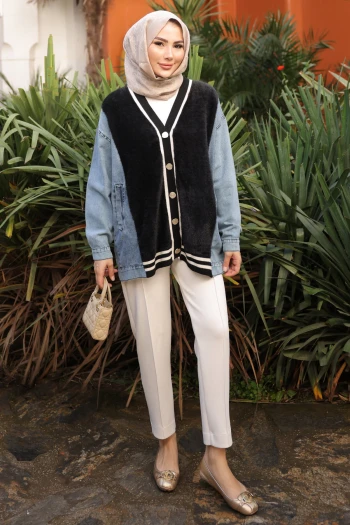 Siyah Kot Garnili Yumoş Angora Hırka