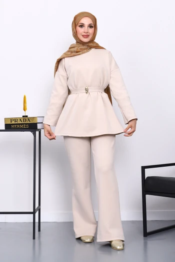 Taş Kemerli Tunik Pantolonlu Scuba Takım