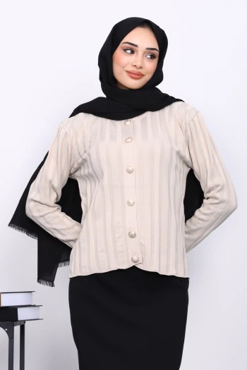 Taş Soğuk İplik Düğmeli Hırka