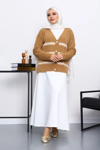 Vizon V Yaka Angora Yumoş Hırka