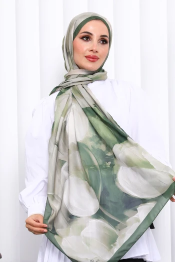 Yeşil Desenli Soft Dijital Şal