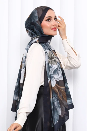 Zümrüt Yeşili Desenli Soft Dijital Şal