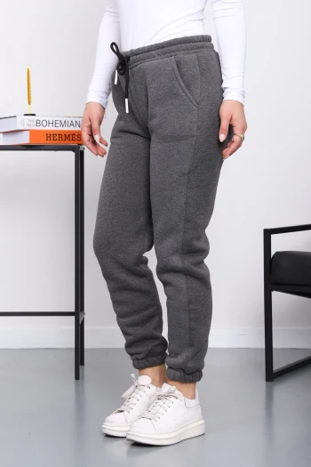 Antrasit Üç İplik Şardonlu Eşofman Altı