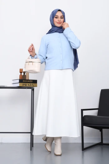 Bebe Mavi Düğmeli Dokulu Hırka