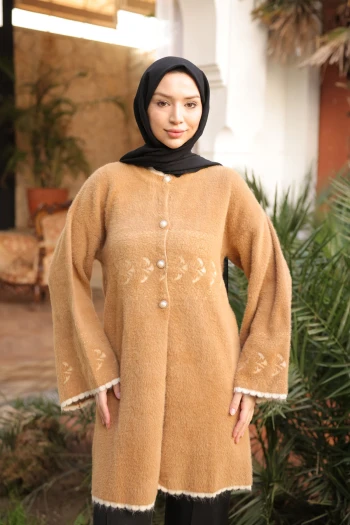 Bisküvi Desenli Angora Yumoş Triko Hırka