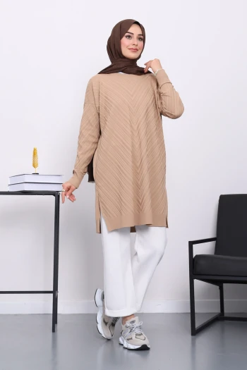 Bisküvi Soğuk İplik Merserize Triko Tunik