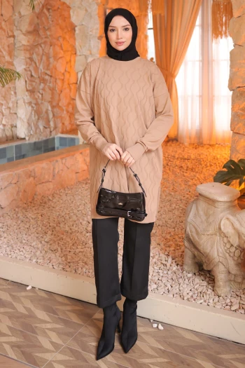 Bisküvi Soğuk İplik Merserize Triko Tunik