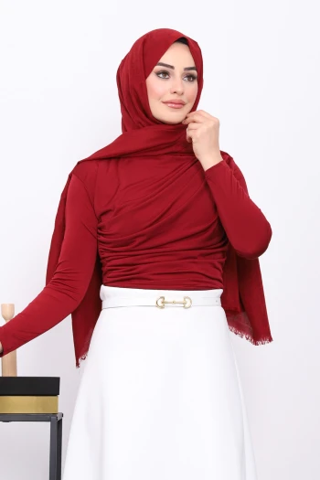 Bordo Önü Drapeli Sandy Bluz