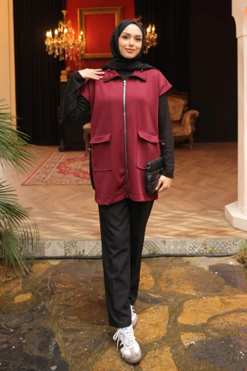 Bordo Yakası Ve Beli Stoper Lastikli Cepli Scuba Yelek