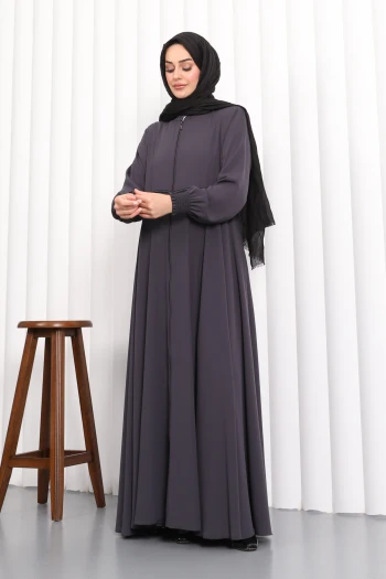 Füme Kol Gipeli Fermuarlı Ferace