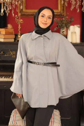 Gri Kemerli Kaşe Panço