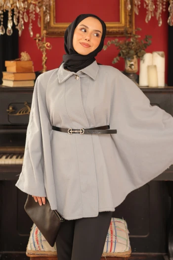 Gri Kemerli Kaşe Panço