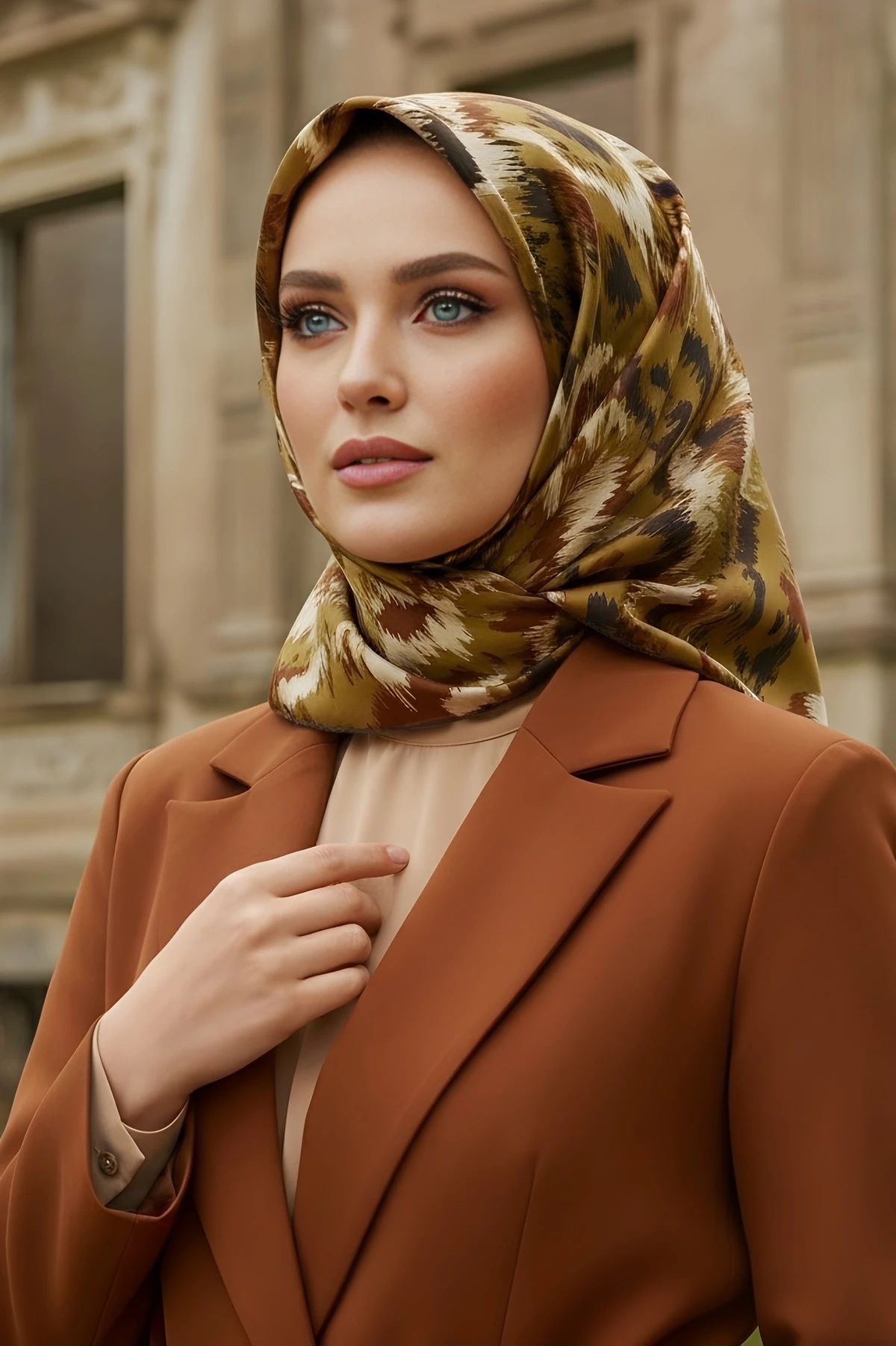 Hardal İpekhan Soft Dijital Pamuklu Eşarp