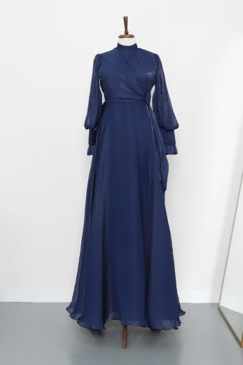 Lacivert Yandan Bağlamalı Abiye