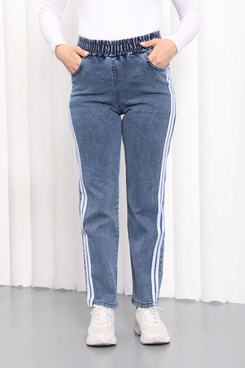 Mavi Paça Düğmeli Kot Pantolon