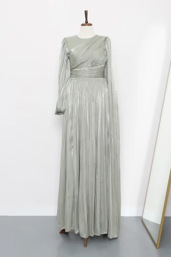 Mint Bel Büzgülü Taşlı Abiye