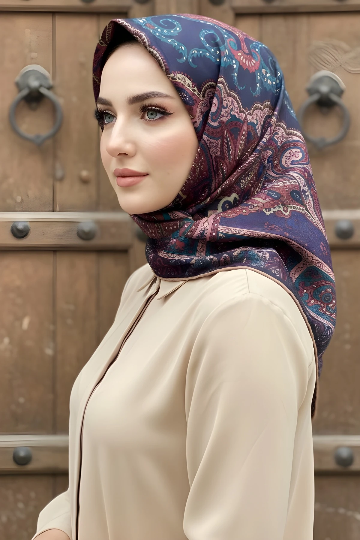 Mor İpekhan Soft Dijital Pamuklu Eşarp