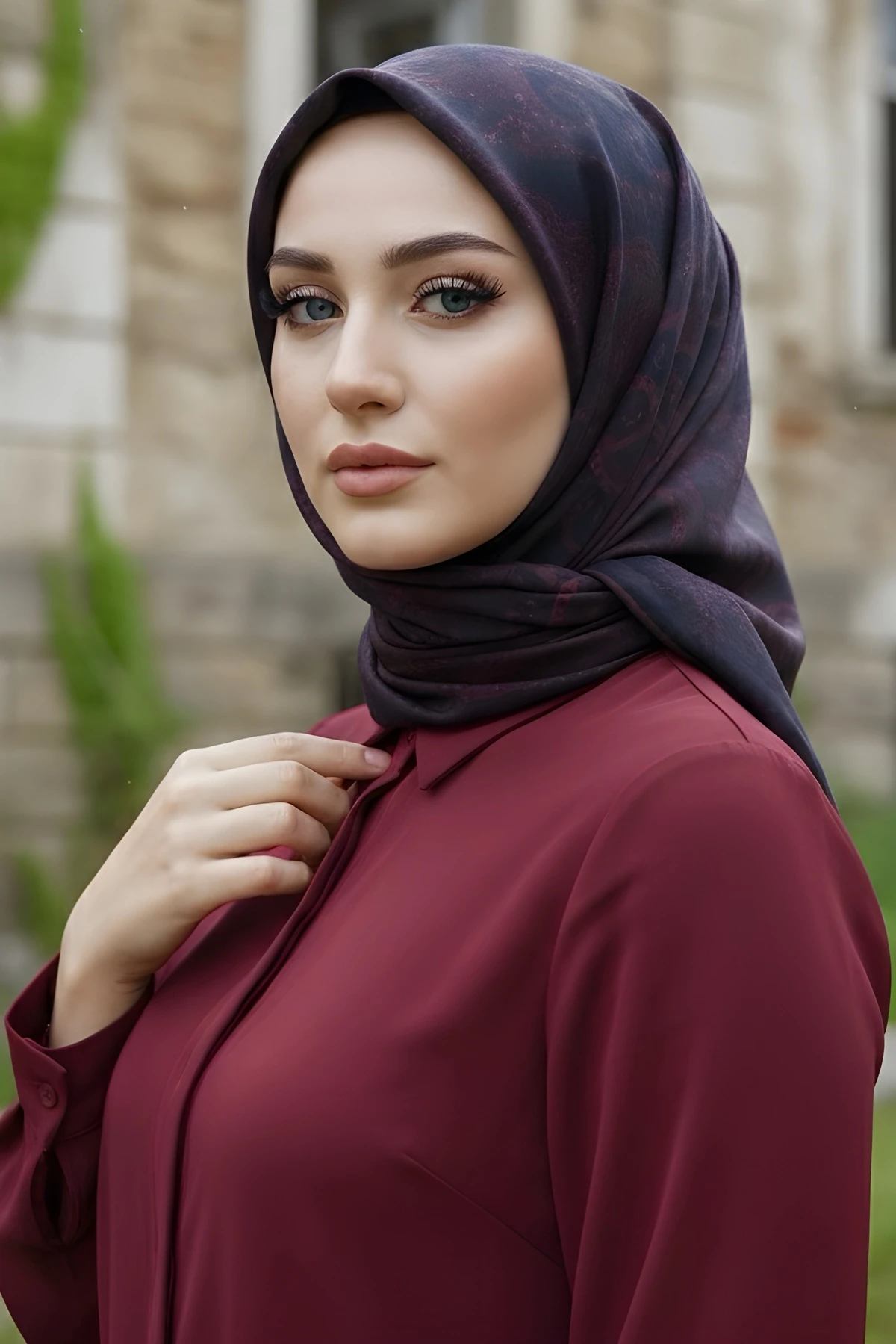 Siyah İpekhan Soft Dijital Pamuklu Eşarp