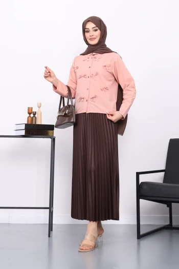 Somon Fiyonklu Ön Düğmeli Gömlek