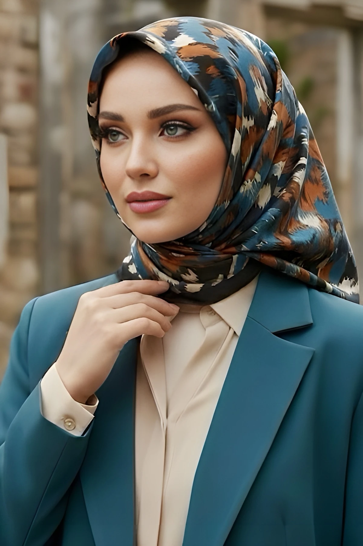 Taba/Vizon İpekhan Soft Dijital Pamuklu Eşarp