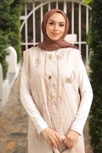 Taş Kapüşonlu Kapitone Yelek