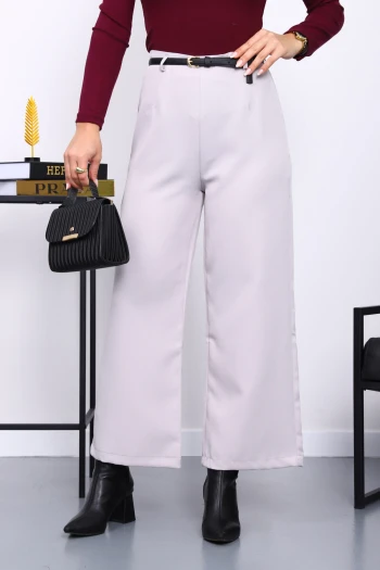 Taş Kemerli Yan Fermuarlı Pantolon